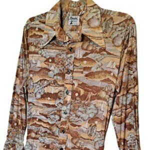Mens 70s Fly/Daggar Collar Disco Shirt M/L